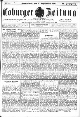 Coburger Zeitung Samstag 9. September 1905