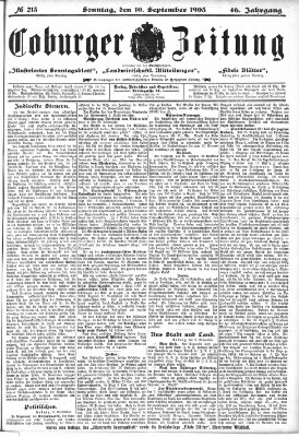 Coburger Zeitung Sonntag 10. September 1905