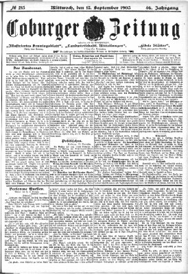 Coburger Zeitung Mittwoch 13. September 1905
