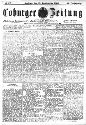 Coburger Zeitung Freitag 15. September 1905