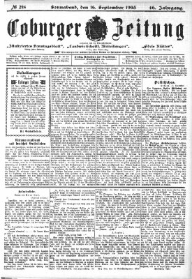 Coburger Zeitung Samstag 16. September 1905