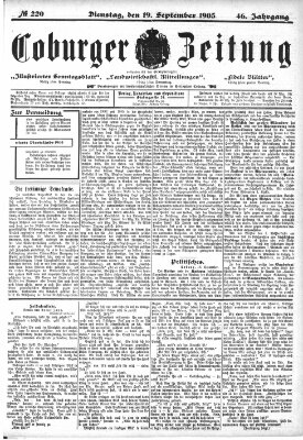 Coburger Zeitung Dienstag 19. September 1905