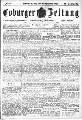 Coburger Zeitung Mittwoch 20. September 1905