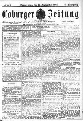 Coburger Zeitung Donnerstag 21. September 1905