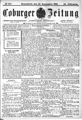 Coburger Zeitung Samstag 23. September 1905