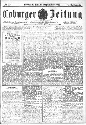 Coburger Zeitung Mittwoch 27. September 1905