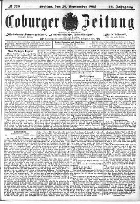 Coburger Zeitung Freitag 29. September 1905