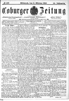 Coburger Zeitung Mittwoch 11. Oktober 1905