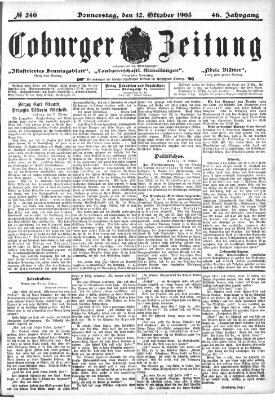 Coburger Zeitung Donnerstag 12. Oktober 1905