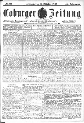 Coburger Zeitung Freitag 13. Oktober 1905