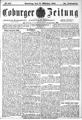 Coburger Zeitung Sonntag 15. Oktober 1905