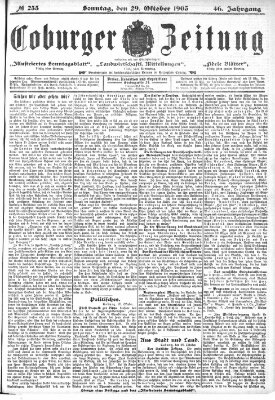 Coburger Zeitung Sonntag 29. Oktober 1905