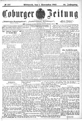 Coburger Zeitung Mittwoch 1. November 1905