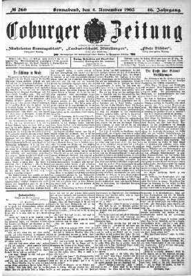 Coburger Zeitung Samstag 4. November 1905