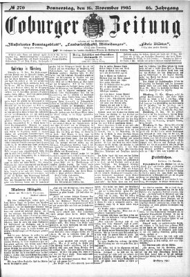 Coburger Zeitung Donnerstag 16. November 1905