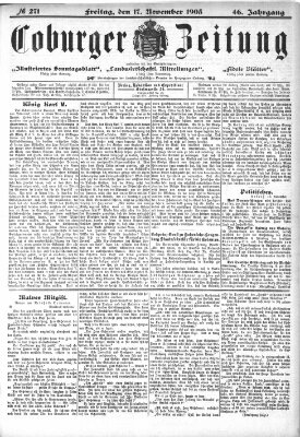 Coburger Zeitung Freitag 17. November 1905