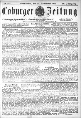 Coburger Zeitung Samstag 25. November 1905