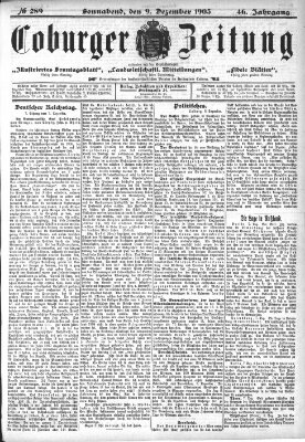 Coburger Zeitung Samstag 9. Dezember 1905