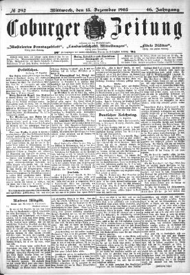 Coburger Zeitung Mittwoch 13. Dezember 1905