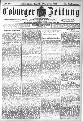 Coburger Zeitung Samstag 16. Dezember 1905