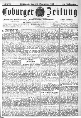 Coburger Zeitung Mittwoch 20. Dezember 1905