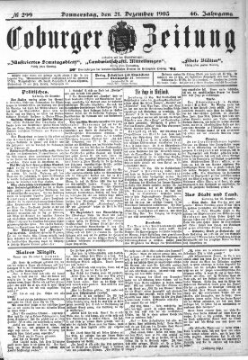 Coburger Zeitung Donnerstag 21. Dezember 1905