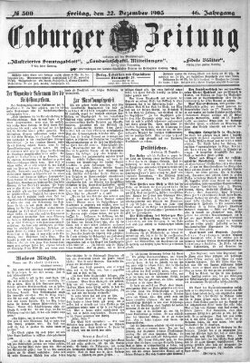 Coburger Zeitung Freitag 22. Dezember 1905