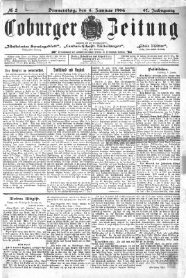 Coburger Zeitung Donnerstag 4. Januar 1906