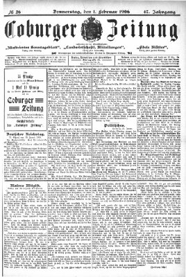 Coburger Zeitung Donnerstag 1. Februar 1906