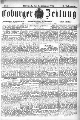 Coburger Zeitung Mittwoch 7. Februar 1906