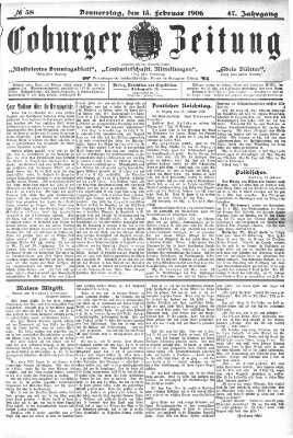 Coburger Zeitung Donnerstag 15. Februar 1906