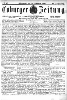 Coburger Zeitung Mittwoch 28. Februar 1906