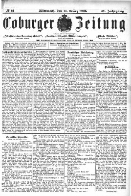 Coburger Zeitung Mittwoch 14. März 1906