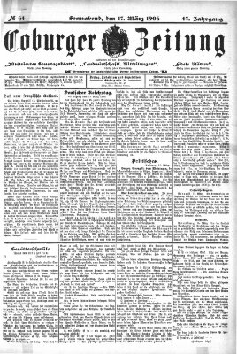 Coburger Zeitung Samstag 17. März 1906