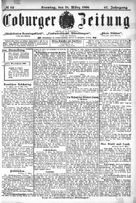 Coburger Zeitung Sonntag 18. März 1906