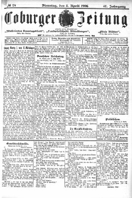 Coburger Zeitung Dienstag 3. April 1906