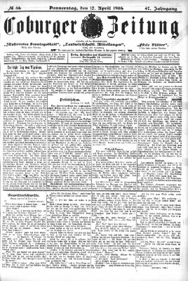 Coburger Zeitung Donnerstag 12. April 1906