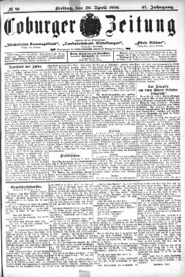 Coburger Zeitung Freitag 20. April 1906