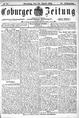 Coburger Zeitung Sonntag 29. April 1906