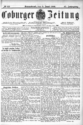 Coburger Zeitung Samstag 9. Juni 1906