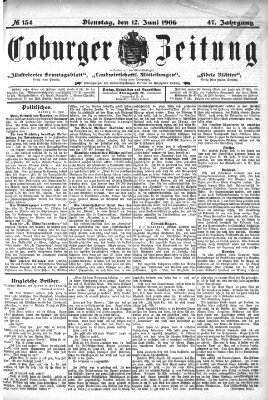 Coburger Zeitung Dienstag 12. Juni 1906