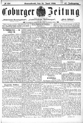 Coburger Zeitung Samstag 16. Juni 1906