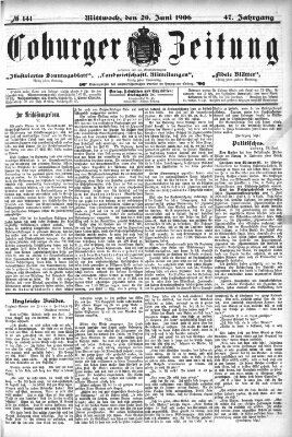 Coburger Zeitung Mittwoch 20. Juni 1906