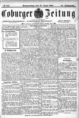 Coburger Zeitung Donnerstag 21. Juni 1906