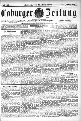 Coburger Zeitung Freitag 22. Juni 1906