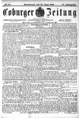 Coburger Zeitung Samstag 23. Juni 1906