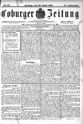 Coburger Zeitung Freitag 29. Juni 1906