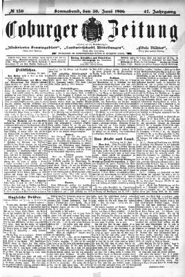 Coburger Zeitung Samstag 30. Juni 1906