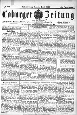 Coburger Zeitung Donnerstag 5. Juli 1906