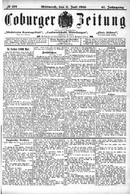 Coburger Zeitung Mittwoch 11. Juli 1906